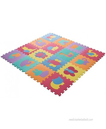 Hey! Play! Interlocking Foam Tile Play Mat with Animals Nontoxic Children's Multicolor Puzzle Tiles for Playrooms Nurseries Gyms and More