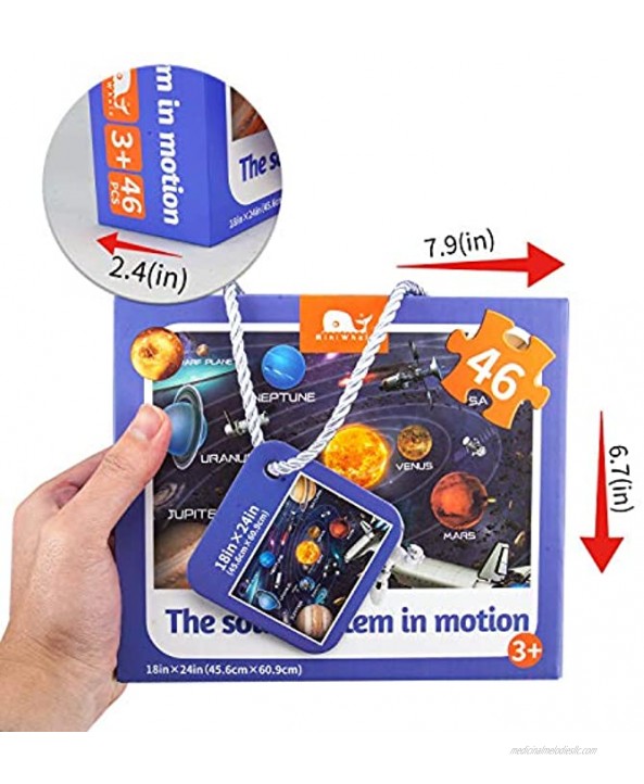 Kids Puzzle for Kids Ages 4-8 Solar System Floor Puzzle Raising Children Recognition Promotes Hand Eye Coordinatio Glow in The Dark,46Pcs,24x18in