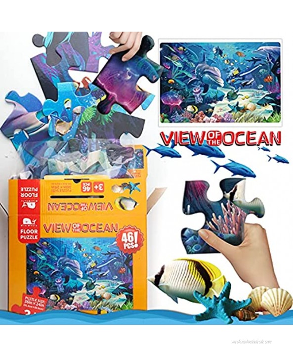 Kids Puzzle Puzzles for Kids Ages 4-8 Underwater Floor Puzzle Raising Children Recognition &Promotes Hand-Eye Coordinatio 46Pcs,3x2Feet
