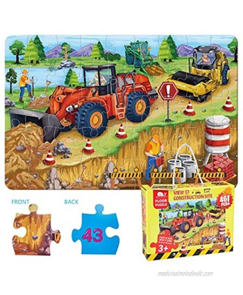 Kids Puzzle Toy Puzzles for Kids Ages 4-8 Building Site Floor Puzzle Raising Children Recognition &Promotes Hand-Eye Coordinatio 46Pcs,3x2Feet…