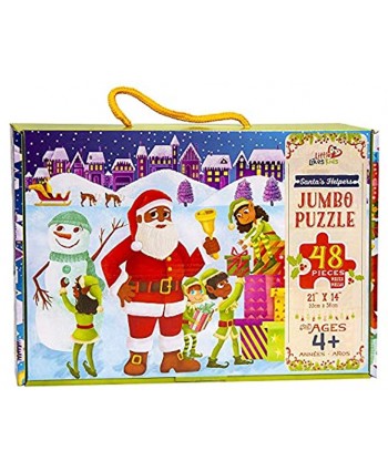 Little Likes Kids Santa's Helpers Christmas Puzzle for Kids with Black Brown Santa 48 Pieces Kids Jigsaw Floor Puzzle for Boys Girls Ages 4-8