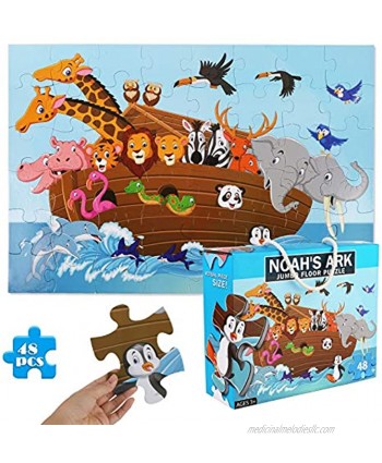 LOVESTOWN Floor Puzzles for Kids 48 PCS Jumbo Puzzles 3 x 2 Ft. Animal Floor Puzzle Giant Jigsaw Puzzle Educational Toy