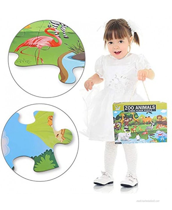 LOVESTOWN Floor Puzzles for Kids Ages 3-5 35 Pcs Jumbo Puzzles 2 x 1.5 Ft Giant Floor Jigsaw Puzzle Animal Big Floor Puzzle for Pre-School Educational Toy