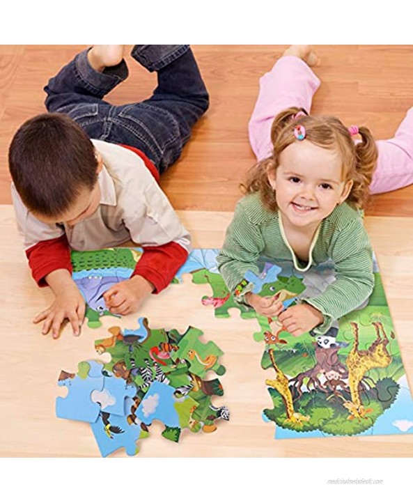 LOVESTOWN Floor Puzzles for Kids Ages 3-5 35 Pcs Jumbo Puzzles 2 x 1.5 Ft Giant Floor Jigsaw Puzzle Animal Big Floor Puzzle for Pre-School Educational Toy
