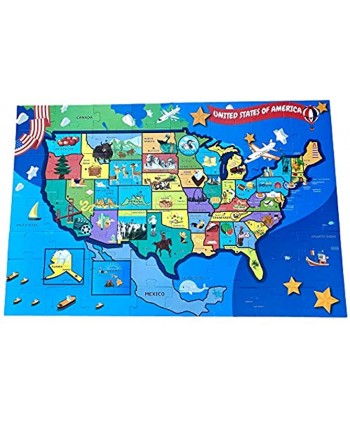 Maker for Kids USA Map Jumbo Floor Puzzle and 50 State Birds 64 Pieces 35”x23” Kids Age 6+ Learn All 50 States by Name Capital Along with Their Birds Double-Sided Geography Puzzle