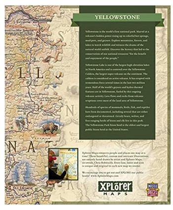 MasterPieces Xplorer Maps 1000 Puzzles Collection Yellowstone Map 1000 Piece Jigsaw Puzzle