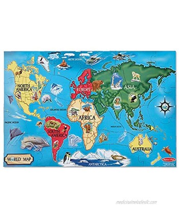 Melissa & Doug World Map Jumbo Jigsaw Floor Puzzle 33 pcs 2 x 3 feet