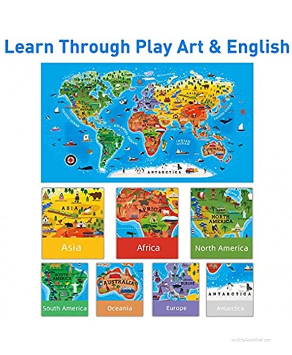 Mideer 100Pcs World Map Jigsaw Puzzles for Kids Ages 4-8,Floor Puzzles for Kids Ages 3-5,Toddler Puzzle for Children,Premium Geography Educational Toys Box,Pre School Learning Games for Boys and Girls
