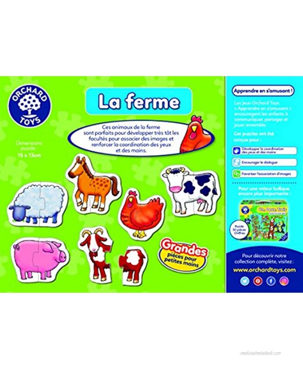 ORCHARD TOYS ORCH158 6 PUZZLES 2 PIECES ANIMALS OF THE FARM