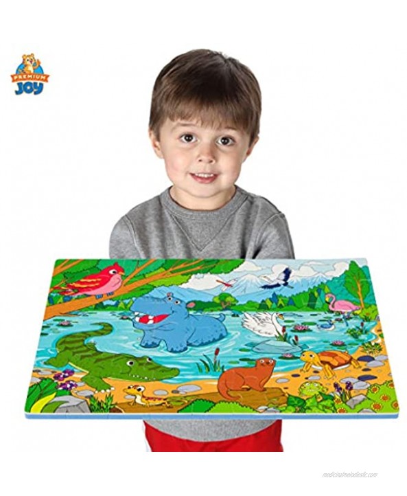 Peaceful Lake Foam Floor Puzzle 54 Soft Pieces 12x18 Inches Size Educational Toy for Preschoolers and Toddlers