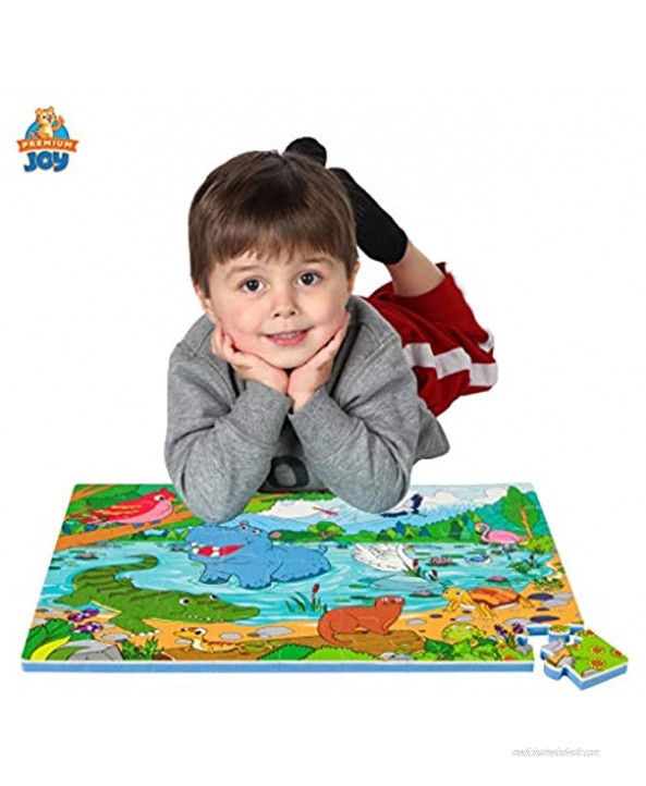 Peaceful Lake Foam Floor Puzzle 54 Soft Pieces 12x18 Inches Size Educational Toy for Preschoolers and Toddlers