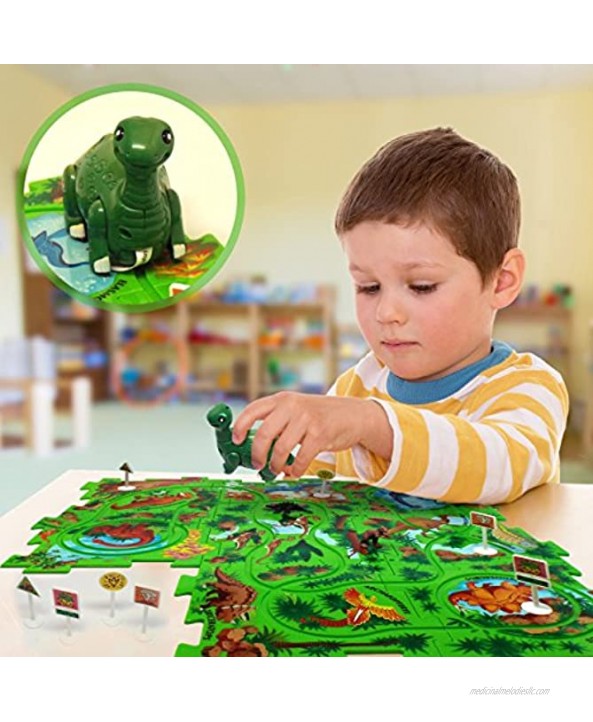 Puzzle Track Play Set Battery-Operated Toy Vehicle & Floor Puzzle Play Mat 16 Pc Sets Fire Engine Themed Vehicle Interchangeable Tracks Create Up to 50 Combinations by Ideas In Life