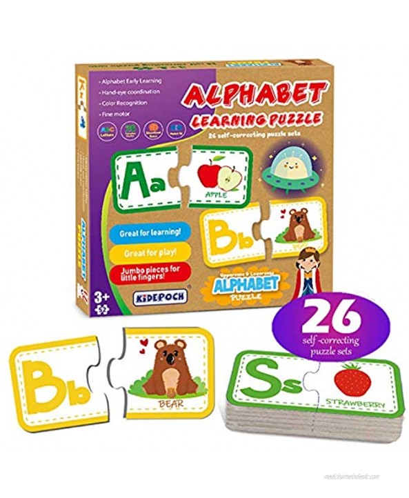 Puzzles for Kids Ages 3-4 – 26 Sets Self-Correcting Alphabet Puzzles for Toddlers Perfect Matching Puzzles for Kids Ages 3-5