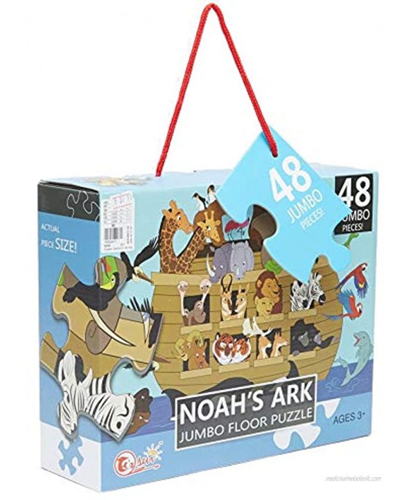 Religious Floor Puzzle for Kids Noah's Ark Jumbo Jigsaw Puzzle Christian Bible Educational Game 48-Piece 3 x 2 Feet
