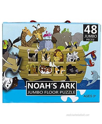 Religious Floor Puzzle for Kids Noah's Ark Jumbo Jigsaw Puzzle Christian Bible Educational Game 48-Piece 3 x 2 Feet