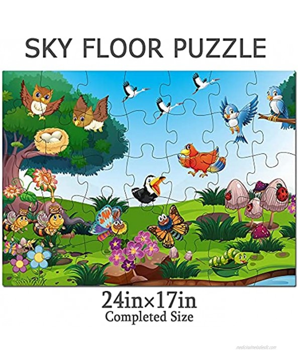 Sky Puzzle Kids Age 3-5 Raising Children Bird Recognition Promotes Hand Eye Coordinatio 35 Pieces Jumbo Toddler Floor Puzzle Large Size 5.5”×3.9”Boys and Girls Gift