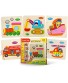 Smart Kids Wooden Puzzles for Toddlers 5 Pack Baby Puzzles Age 3+ Toddler Puzzles for Boys and Girls Transport Set Train Helicopter Fire Truck Ship Digger 49 pcs.
