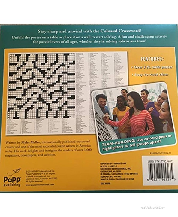 Supersized Solving Colossal Crossword Puzzle Giant Poster Volume 1 Over 3ft Wide!