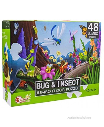 Suwimut 48 Piece Giant Floor Puzzle Bugs and Insects Large Toy Puzzles for Kids 3 4 5 6 Year Old Boys and Girls 35.4 x 23.6 Inches