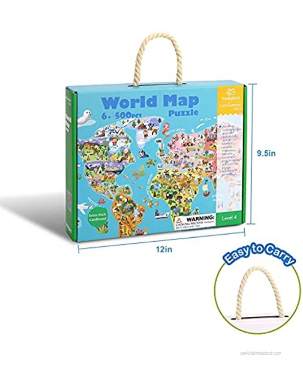 TOOKYLAND World Map Puzzle for Kids Map Puzzle 500 Pieces World Puzzles with Continents Geography Puzzles Map Learning for Kids Age 6+