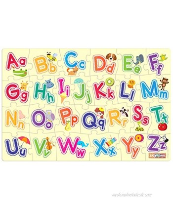 ZiGYASAW Alphabets Giant Jumbo Jigsaw Floor Puzzle Wipe-Clean Surface Teaches Alphabets 26 Pieces 24” L x 36” W Great Gift for Girls and Boys Best for 3,4,5,6,7,8 Year Olds and Up