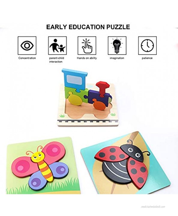 10 Pack Wooden Jigsaw Puzzles for Toddlers Kids 3 4 Years Old Educational Toys for Boys and Girls