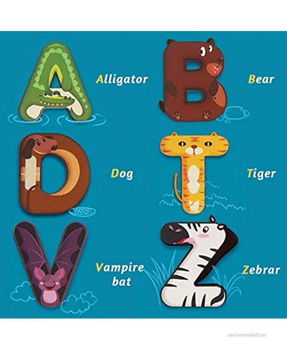 3 otters Kids Wooden Puzzles Alphabet Toys for Toddlers 1-3 Wooden Jigsaw Puzzles