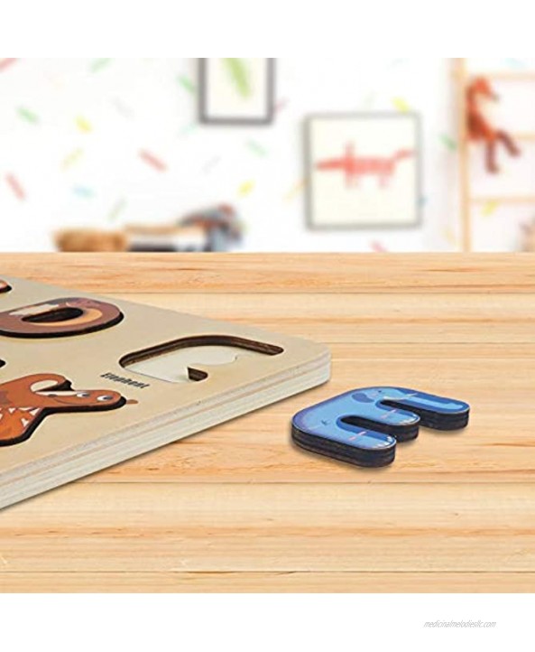 3 otters Kids Wooden Puzzles Alphabet Toys for Toddlers 1-3 Wooden Jigsaw Puzzles