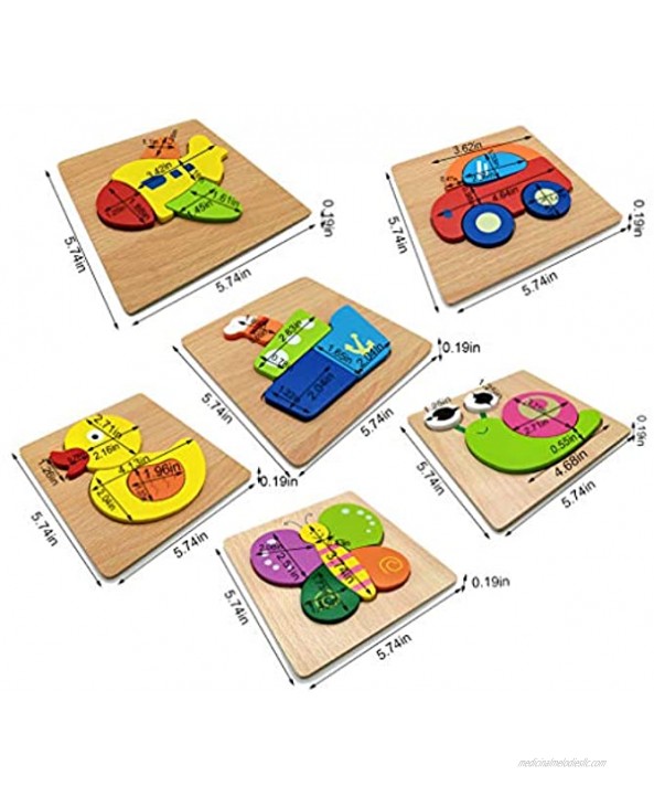 6 Sets Zooshine Wooden Animal Pegged Puzzles for Toddler 1 2 3 4 Parent-Child Games Educational Toy Gift for Toddlers