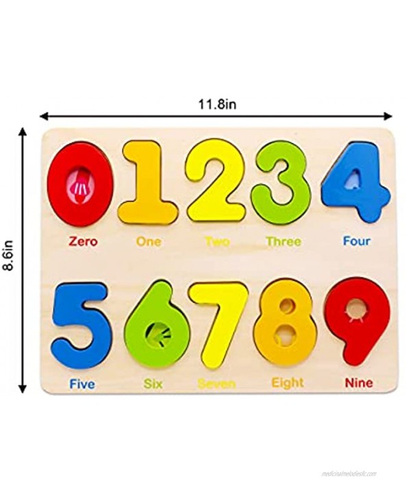 Aile Wooden Preschool Learning Number Puzzles Toys for Kids Age 2-4， Educational Toys