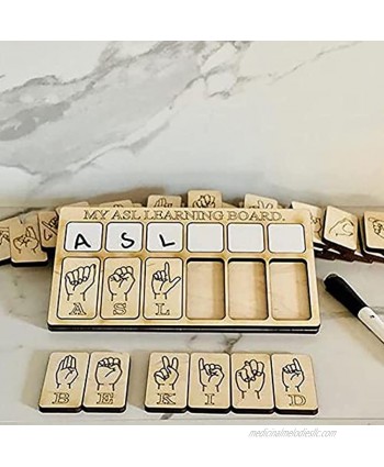 American Sign Language Puzzle ASL Learning Board and Tiles Wooden Alphabet Puzzle ASL Educational Tools Special Needs Learning A