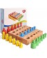 BOHS 6 Pegs Mini Knobbed Cylinder Blocks Montessori 6.7 Inches Colorful Wooden Early Home School Toy 4pcs Set
