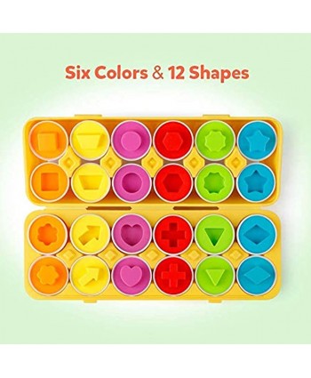 Coogam Matching Eggs 12 pcs Set Color & Shape Recoginition Sorter Puzzle + Wooden Lacing Duck and Elephant for 1 2 3 Years Old Toddlers Kids