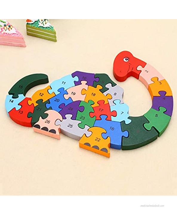 DD Wooden Jigsaw Puzzles Winding Dinosaur Toys Animal Letter Number Puzzles Alphabet Blocks ABC Learning Game Preschool Educational Toys Gift for Toddlers Boys Girls Kids Age 3 4 5 and Up Years