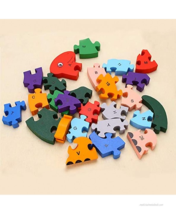 DD Wooden Jigsaw Puzzles Winding Dinosaur Toys Animal Letter Number Puzzles Alphabet Blocks ABC Learning Game Preschool Educational Toys Gift for Toddlers Boys Girls Kids Age 3 4 5 and Up Years