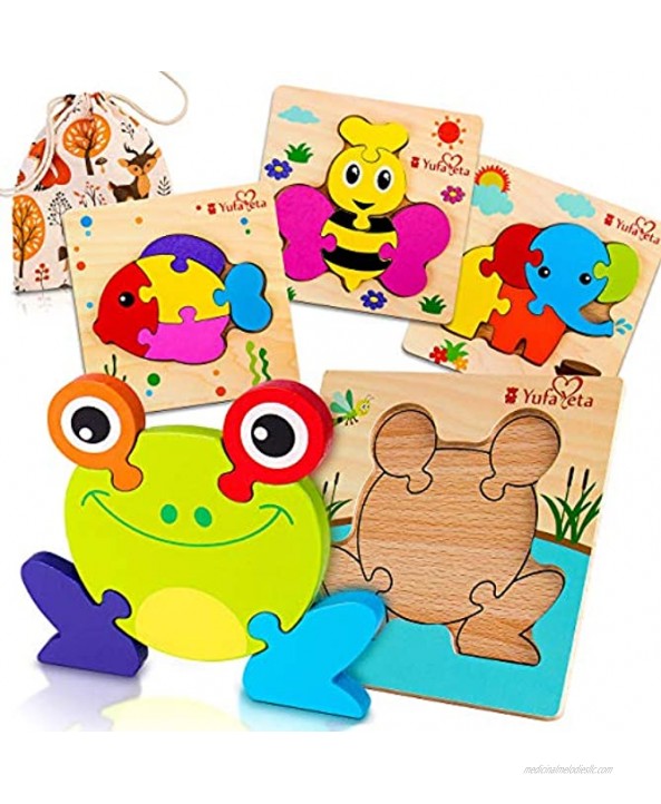 First Play Animal Jigsaw 4 Wooden Puzzles | Chunky Pieces & Board Outline for Toddlers | Ideal Educational Gift Toy for Curious 2 3 4 Year Old Boys Girls | Easy Storage & Travel
