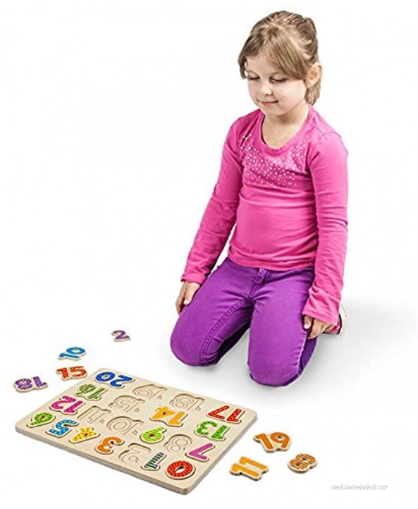 Imagination Generation Professor Poplar’s Wooden Numbers Puzzle Board – Learn to Count with Colorful Chunky Numbers