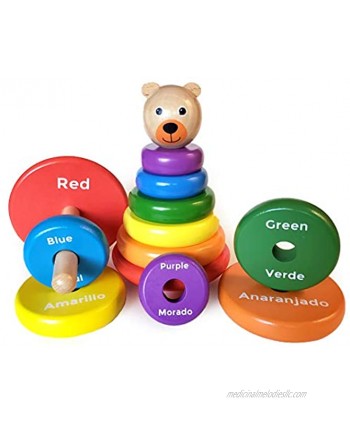 KIDS KORNER Baby Toys Wooden Stacking Rings Bilingual Educational Toys for 2 Year Old | Learn Rainbow Colors in English & Spanish | Wood Building Blocks with Toddler Games Learning Activities Ebook