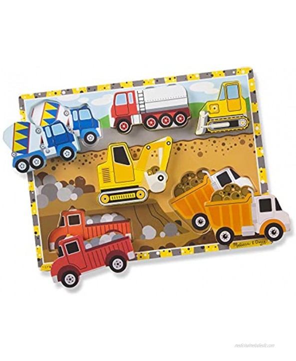 Melissa & Doug Construction Vehicles Wooden Chunky Puzzle 6 pcs