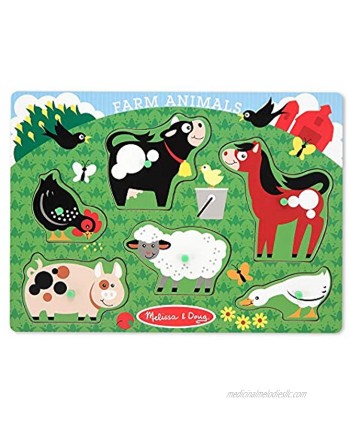 Melissa & Doug Farm Animals Wooden Peg Puzzle 6 pcs