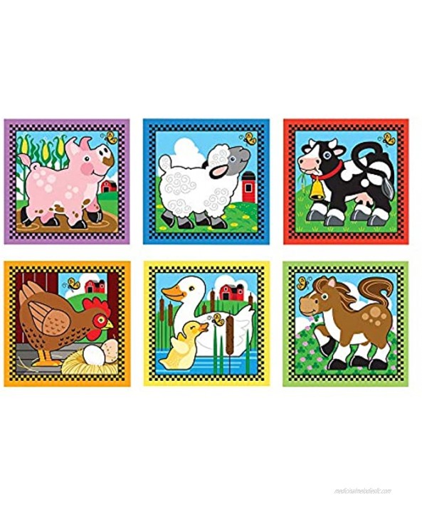 Melissa & Doug Farm Wooden Cube Puzzle With Storage Tray 6 Puzzles in 1 16 pcs