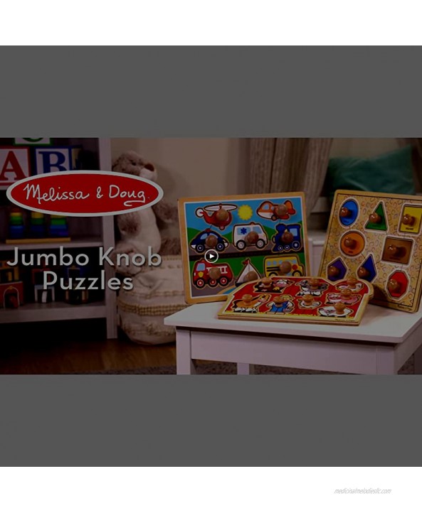 Melissa & Doug First Play Wooden Jumbo Knob Safari Animal Puzzle 3 pcs