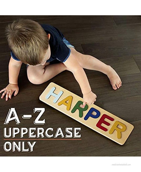 Personalized Name Puzzles for Toddlers Kids Wooden Up to 12 Letters Custom Early Learning Toys for Baby Boy & Baby Girl Educational Wooden Toys One Year Old Birthday Gifts Toddler Puzzles