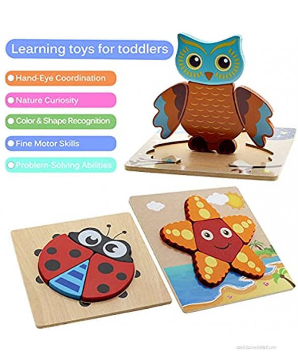 Puzzles Toddler Toys for 3 Year Old Boys Girls STEM Kids Infant Baby Learning Educational Toys Gifts Animal Wooden Jigsaw Puzzles Games Montessori Toys for Toddlers Birthday Halloween
