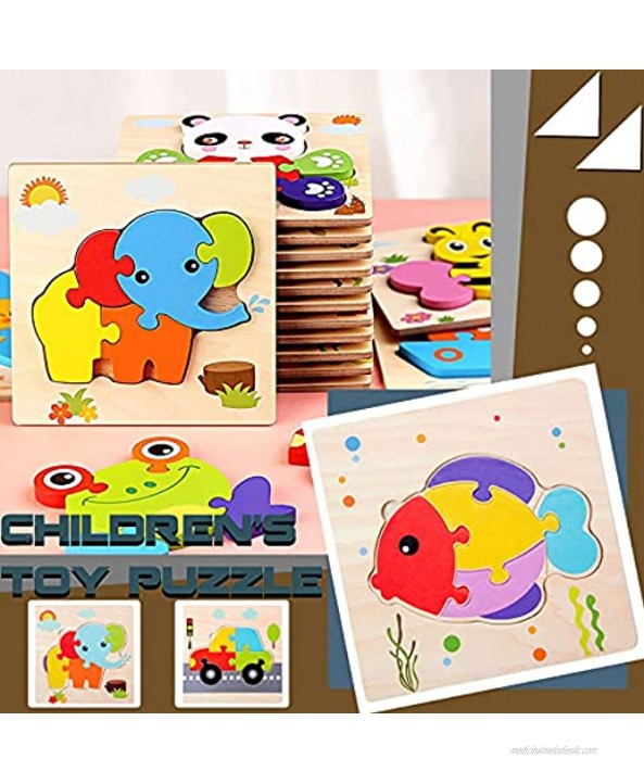 Shellee Montessori Toddler Wooden Puzzles Education Learning Toys Shapes Puzzles for Toddlers Boys Girls Age 12+ Months,Animal Shape Puzzle Thick Peg Board for Preschool Educational Elephant