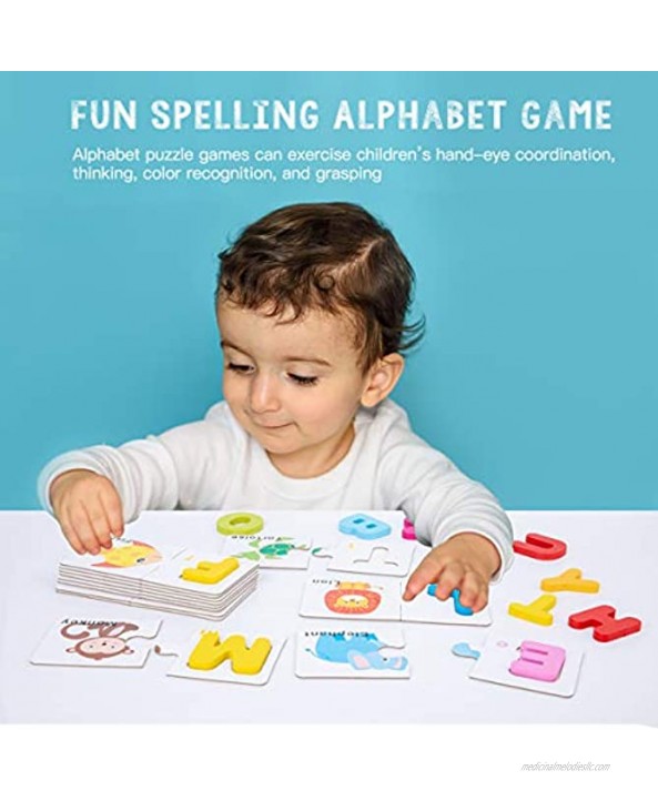 Sight Words Spelling and Learning Alphabet Puzzle Matching Game Wooden Letters Animal Flash Cards Shape Puzzles Montessori Matching Puzzle Preschool Educational Toys for Toddlers Boys Girls Age 3+