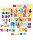 SkGoodCow Preschool Alphabet Number Shape Learning Puzzles for Toddlers 3 in 1 Wooden Peg Puzzle Set ABC Numbers Shapes Toy Early Education Letters Teaching Board
