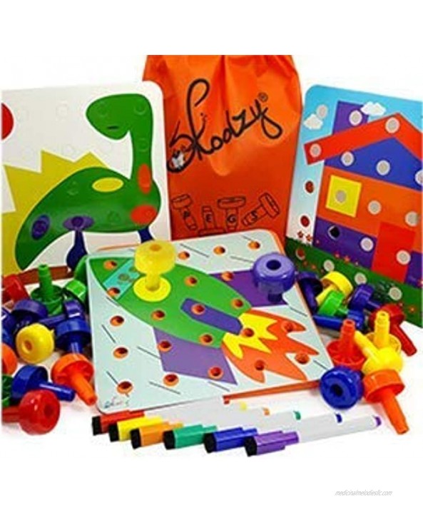 Skoolzy Toddler Educational Toys Peg Puzzles Toddler Toys for Kids Ages 1yr 4yr. Stacking Pegboard Creative Art for 1 2 3 4 Year Old Boys or Girls | 45pc Peg Board Pens Cards