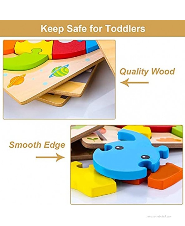 SKYFIELD Top Toys for 1 2 3 Years Old Boys &Girls Early Educational Toy Set Wooden Animal Puzzles for Toddlers Aged 1 2 3 and Up Birthday Gift