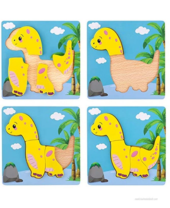 TEPSMIGO Wooden Puzzles for Toddlers Dinosaur Animal Jigsaw Puzzles for 1.5 and Up Kids Educational Learning Toys,Montessori Materials for Preschool Learning Activities Kindergarten Homeschool
